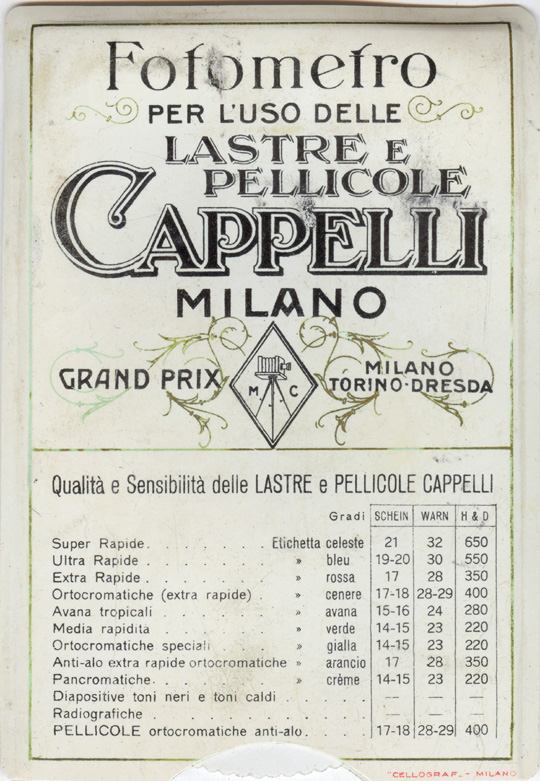 Cappelli - Milano Fotometro c 1930