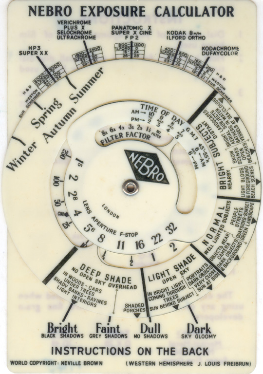 NEBRO EXPOSURE CALCULATOR c1949