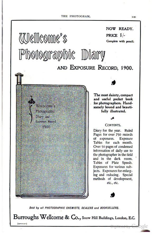 BURROUGHS WELLCOME PHOTOGRAPHIC DIARY 1900